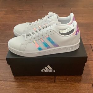 NWT Adidas Grand Court White Iridescent Sneakers